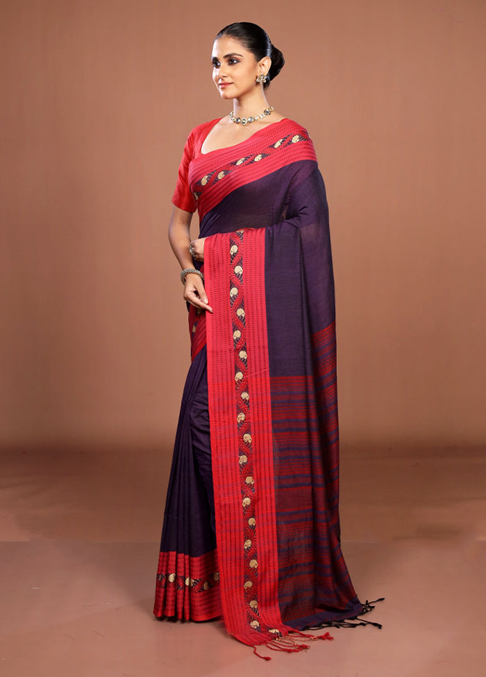 Purple Matka Silk Saree With Blouse Piece