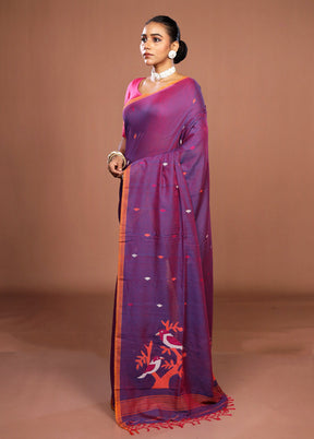 Purple Matka Silk Saree With Blouse Piece