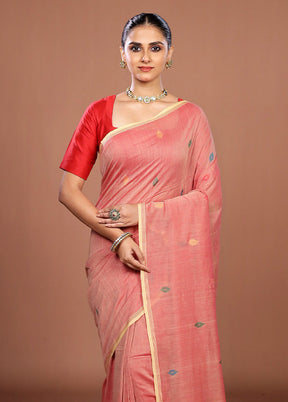 Pink Matka Silk Saree With Blouse Piece