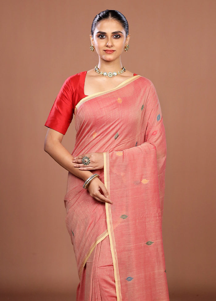 Pink Matka Silk Saree With Blouse Piece