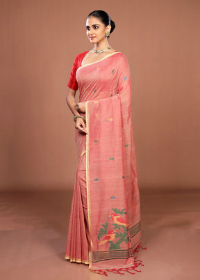 Pink Matka Silk Saree With Blouse Piece
