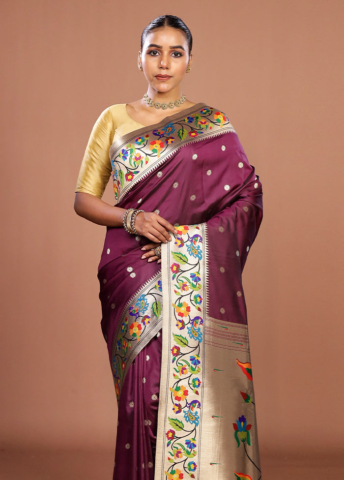 Purple Dupion Silk Saree With Blouse Piece
