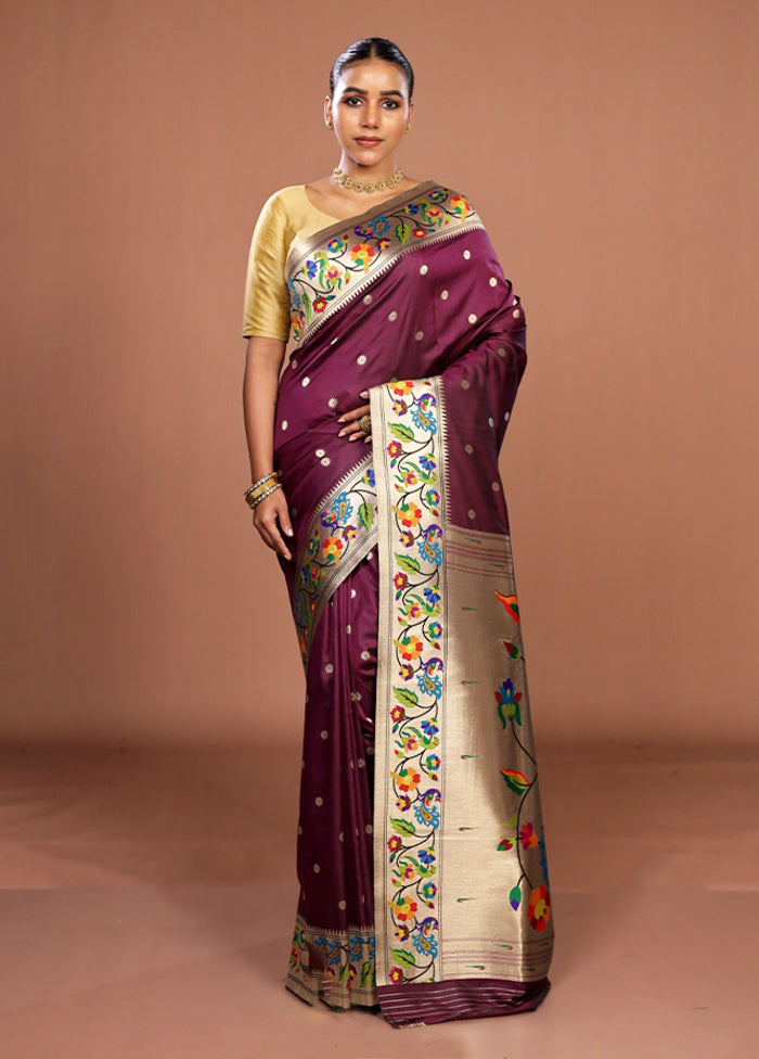 Purple Dupion Silk Saree With Blouse Piece