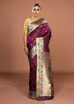 Purple Dupion Silk Saree With Blouse Piece
