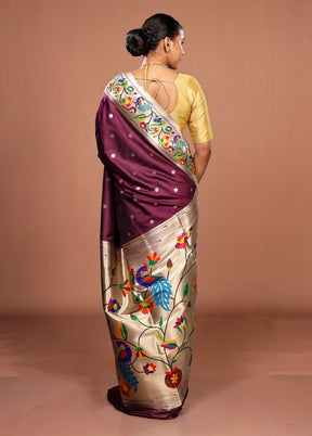 Purple Dupion Silk Saree With Blouse Piece
