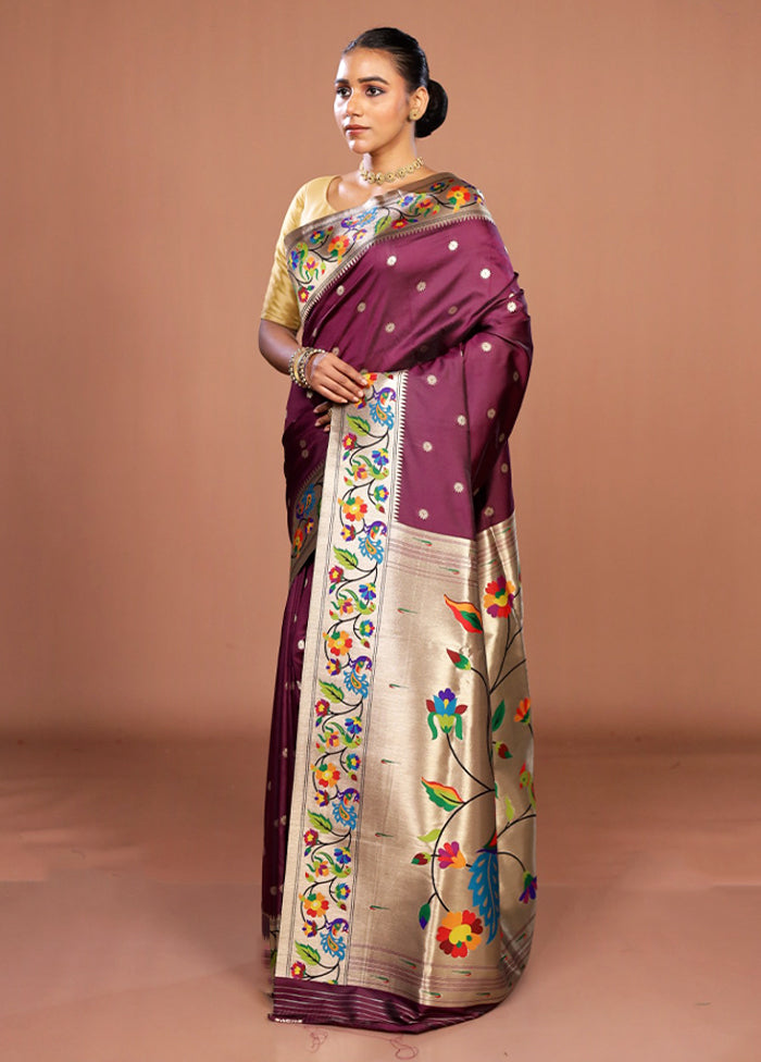 Purple Dupion Silk Saree With Blouse Piece