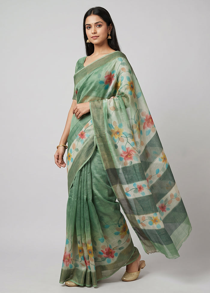 Cream Handloom Tussar Pure Silk Saree With Blouse Piece