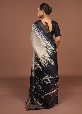 Cream Handloom Tussar Pure Silk Saree With Blouse Piece