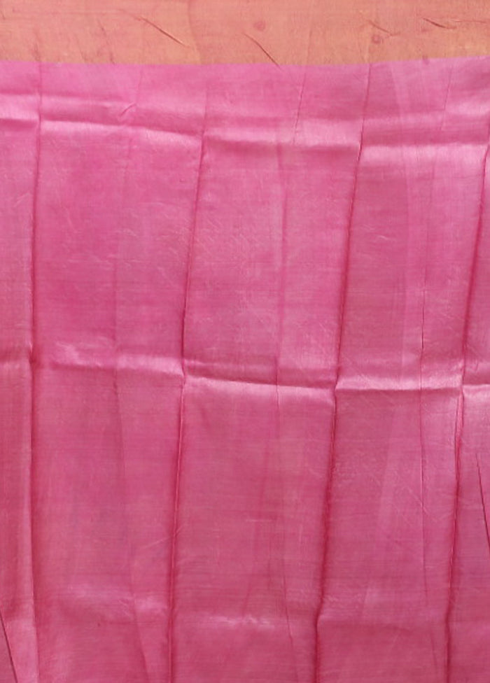 Green Handloom Tussar Pure Silk Saree With Blouse Piece