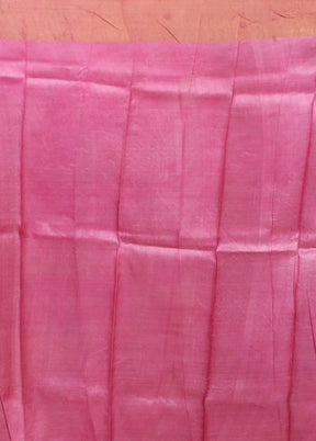 Green Handloom Tussar Pure Silk Saree With Blouse Piece