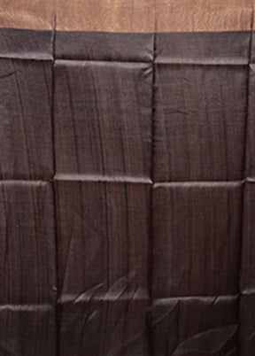 Grey Handloom Tussar Pure Silk Saree With Blouse Piece