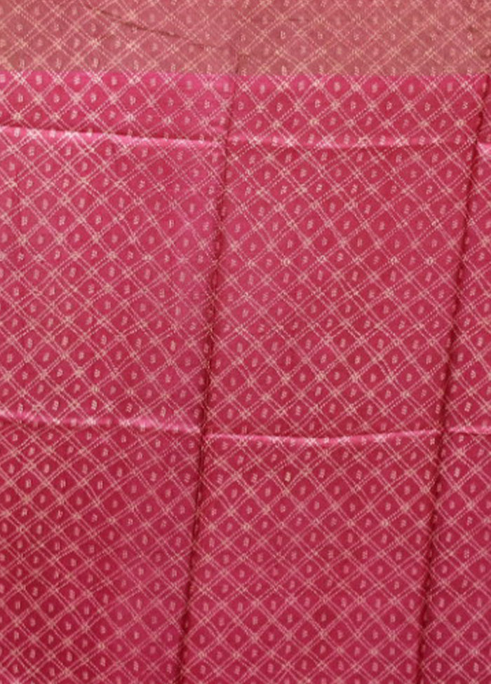 Pink Handloom Tussar Pure Silk Saree With Blouse Piece