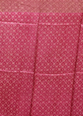 Pink Handloom Tussar Pure Silk Saree With Blouse Piece