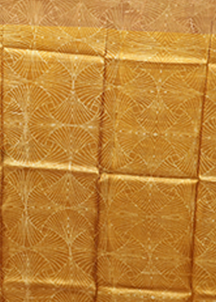 Yellow Handloom Tussar Pure Silk Saree With Blouse Piece