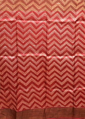Maroon Handloom Tussar Pure Silk Saree With Blouse Piece