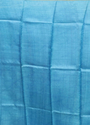 Blue Handloom Tussar Pure Silk Saree With Blouse Piece