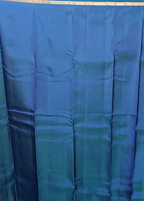Blue Handloom Kanjivaram Pure Silk Saree With Blouse Piece