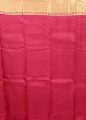 Pink Handloom Kanjivaram Pure Silk Saree With Blouse Piece
