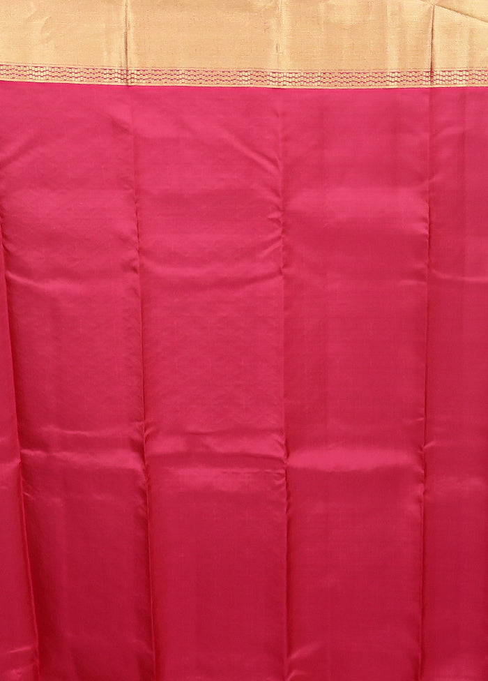 Pink Handloom Kanjivaram Pure Silk Saree With Blouse Piece