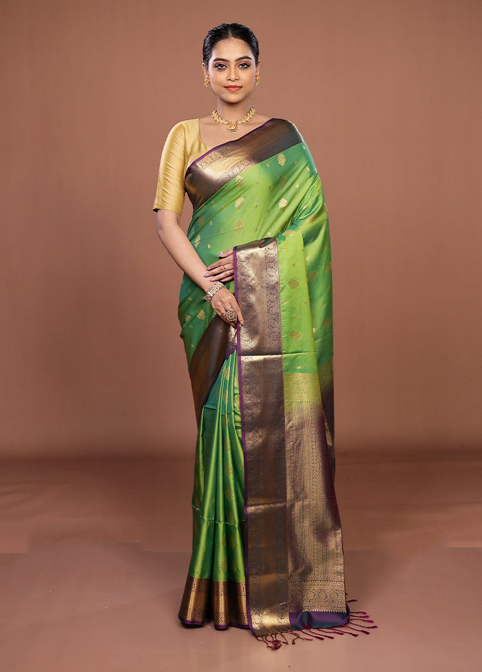 Green Kanjivaram Silk Saree With Blouse Piece