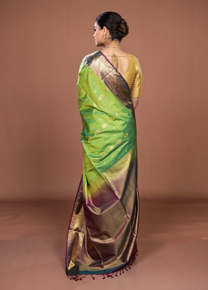 Green Kanjivaram Silk Saree With Blouse Piece