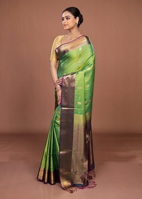 Green Kanjivaram Silk Saree With Blouse Piece