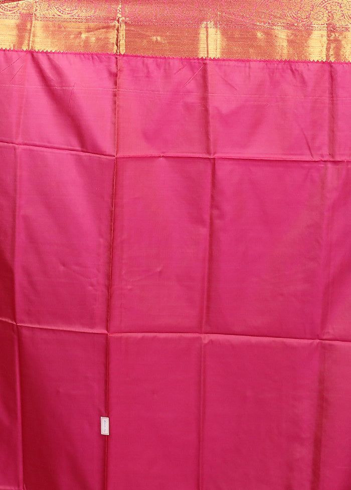 Pink Kanjivaram Silk Saree With Blouse Piece