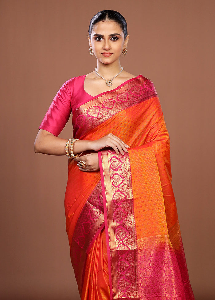 Yellow Kanjivaram Silk Saree With Blouse Piece