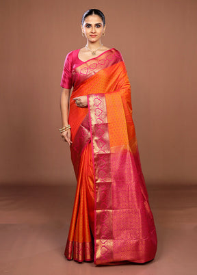 Yellow Kanjivaram Silk Saree With Blouse Piece