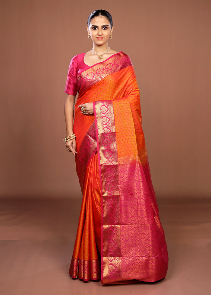 Yellow Kanjivaram Silk Saree With Blouse Piece