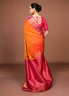 Yellow Kanjivaram Silk Saree With Blouse Piece