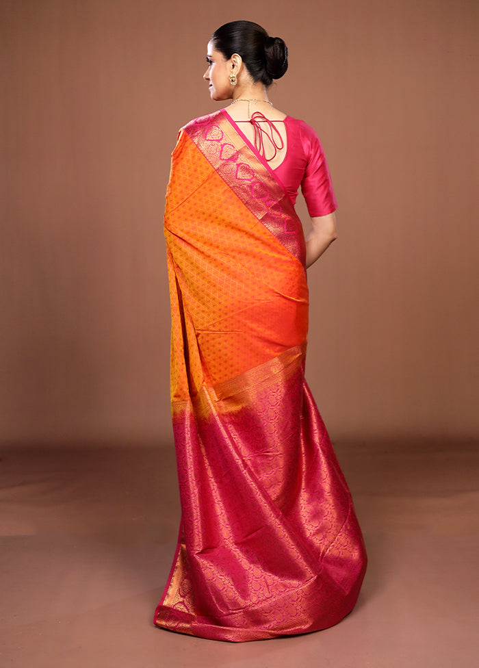 Yellow Kanjivaram Silk Saree With Blouse Piece