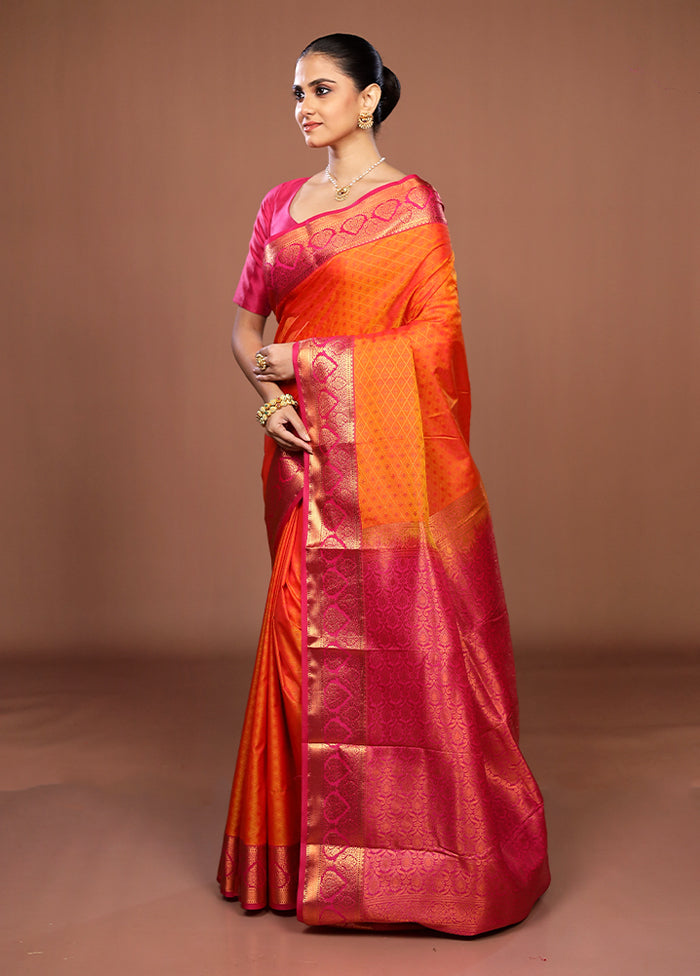 Yellow Kanjivaram Silk Saree With Blouse Piece