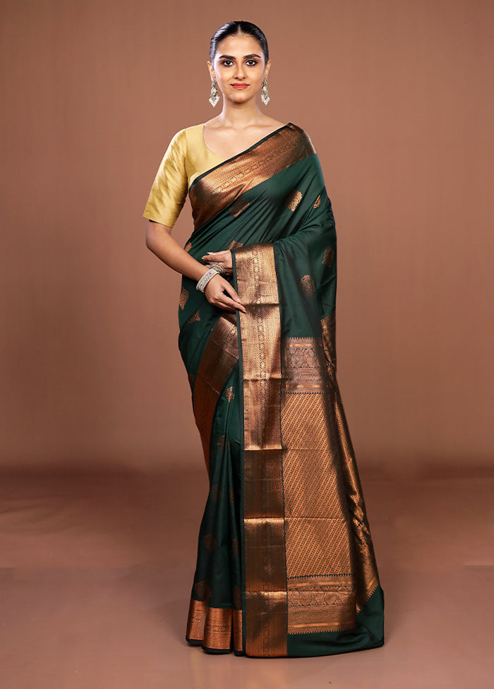 Green Kanjivaram Silk Saree With Blouse Piece