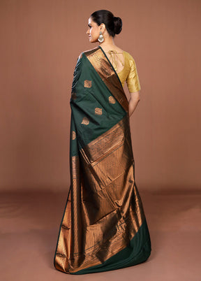 Green Kanjivaram Silk Saree With Blouse Piece