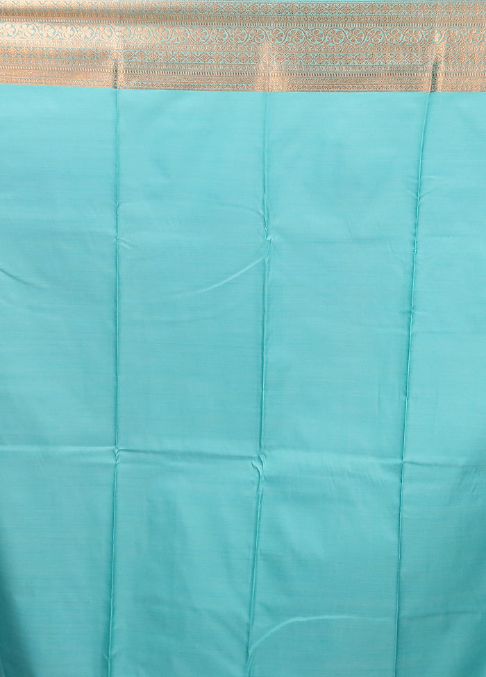 Blue Kanjivaram Silk Saree With Blouse Piece