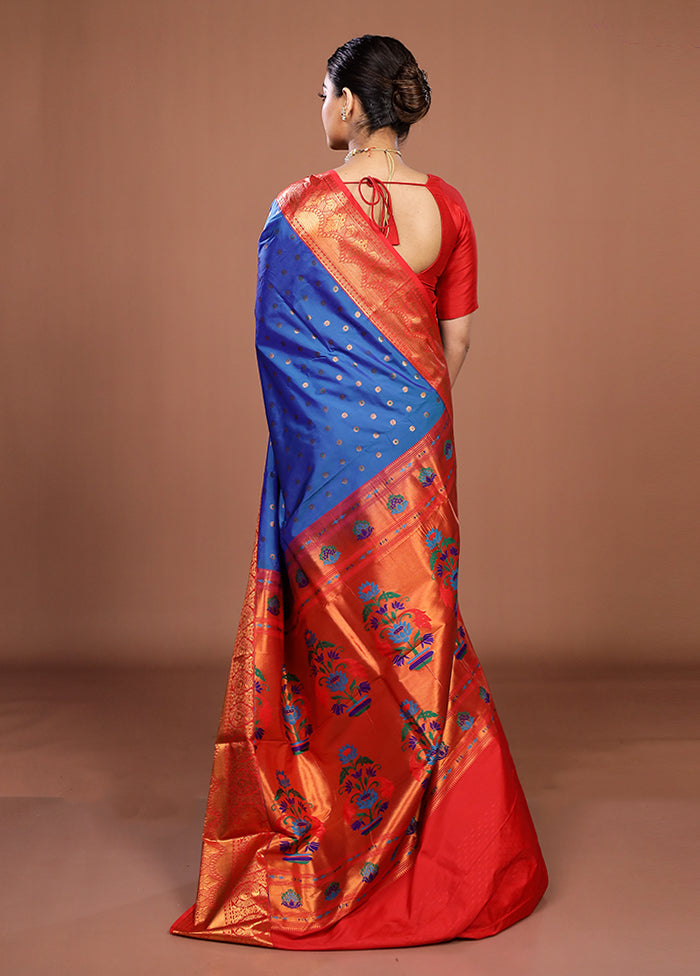 Blue Kanjivaram Silk Saree With Blouse Piece