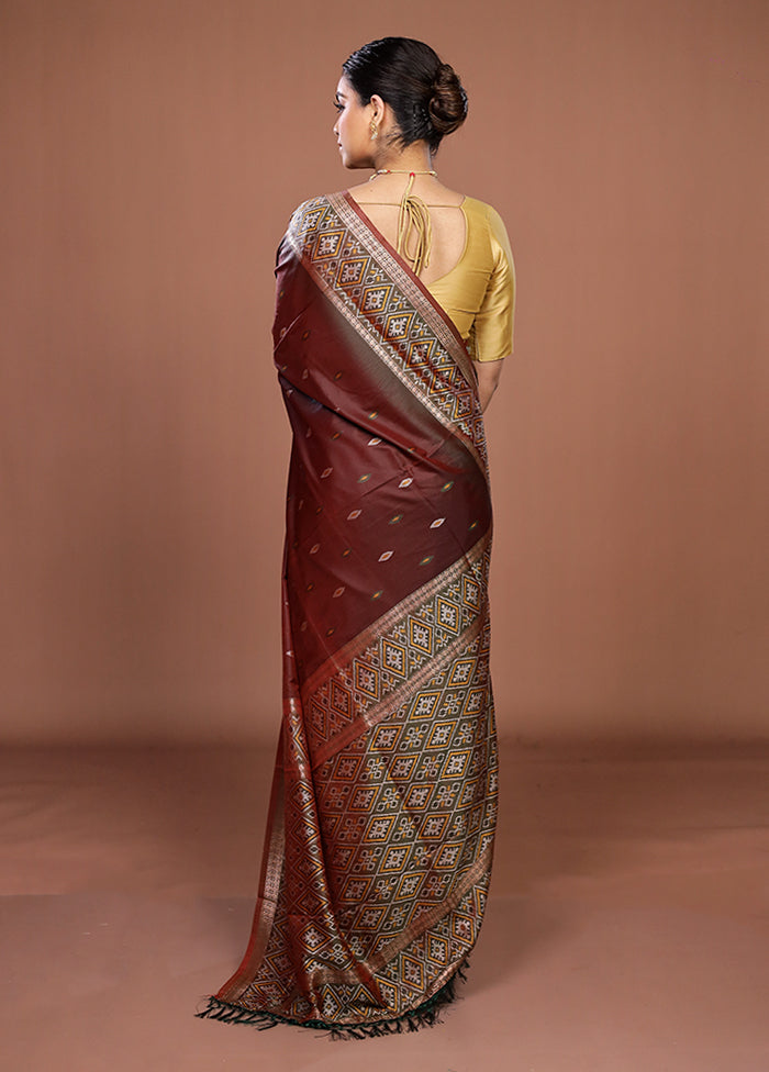 Maroon Dupion Silk Saree With Blouse Piece