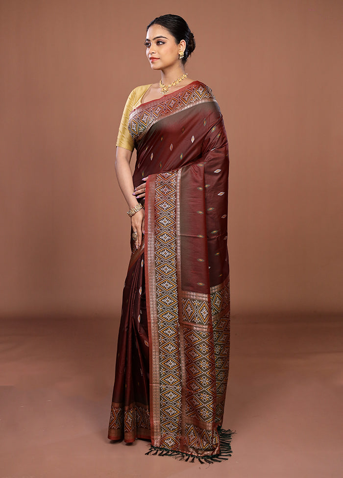 Maroon Dupion Silk Saree With Blouse Piece