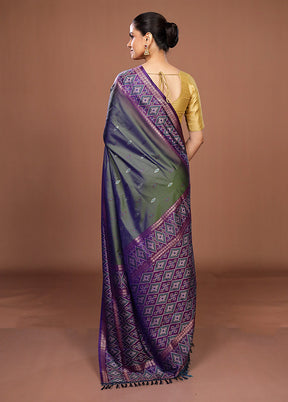Green Dupion Silk Saree With Blouse Piece