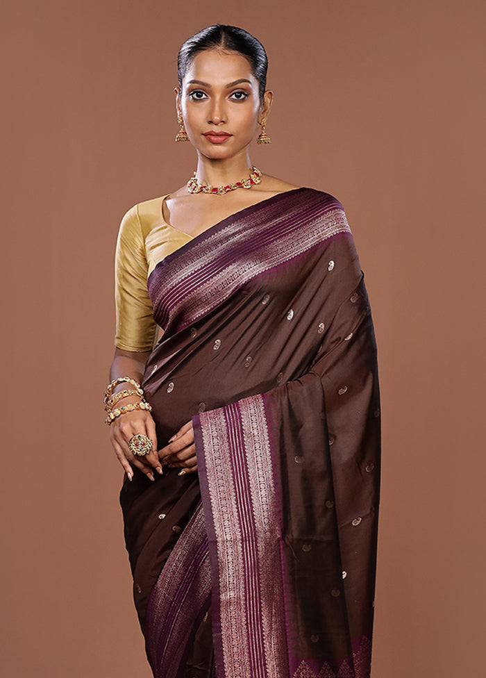 Maroon Dupion Silk Saree With Blouse Piece