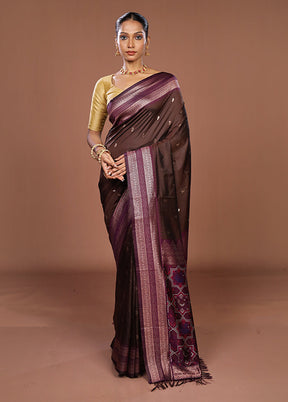 Maroon Dupion Silk Saree With Blouse Piece