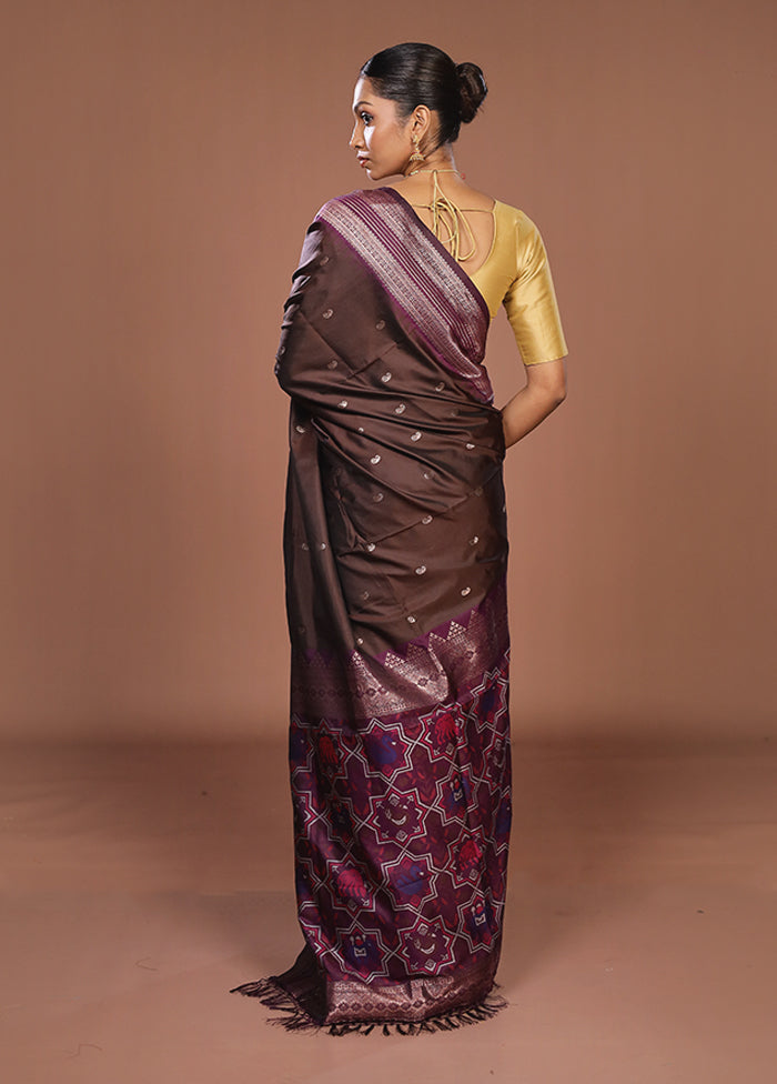 Maroon Dupion Silk Saree With Blouse Piece
