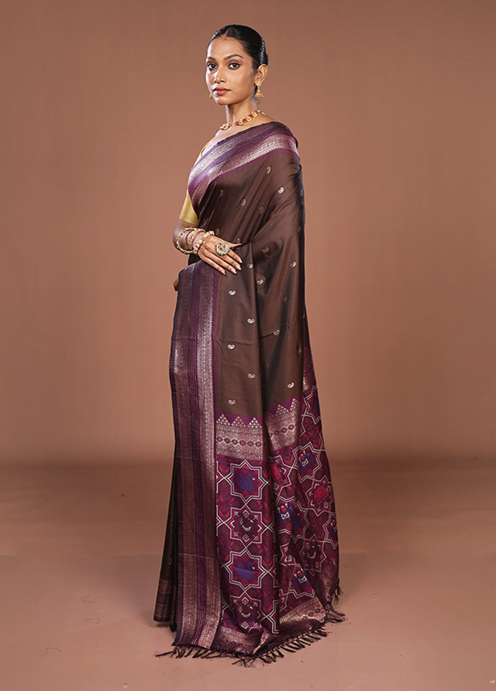 Maroon Dupion Silk Saree With Blouse Piece