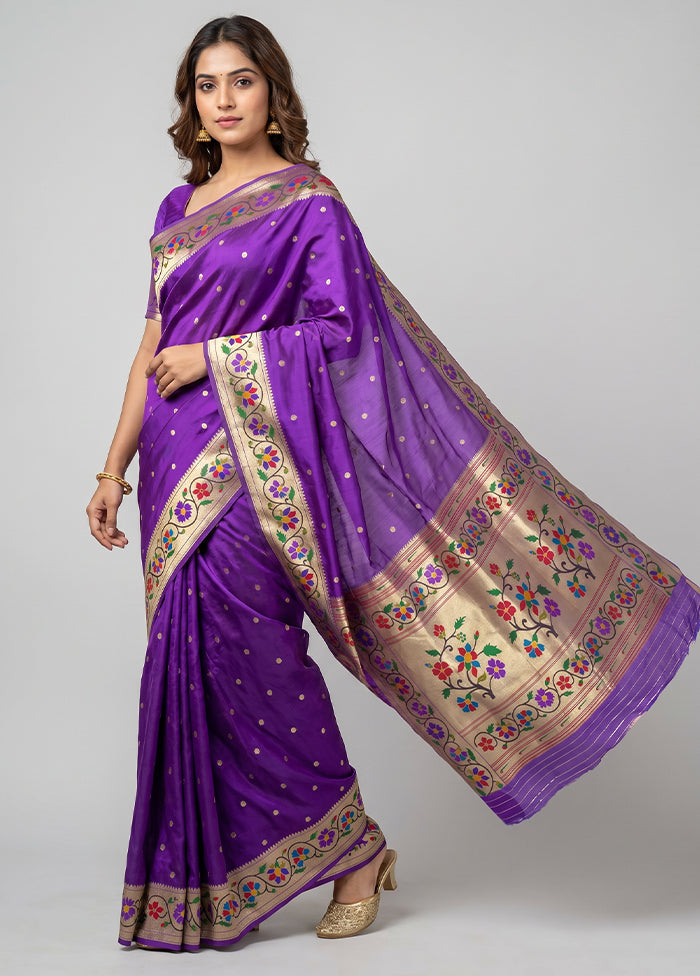 Purple Dupion Silk Saree With Blouse Piece