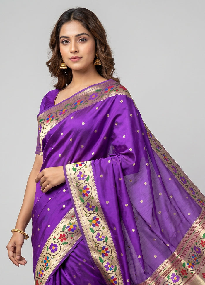 Purple Dupion Silk Saree With Blouse Piece