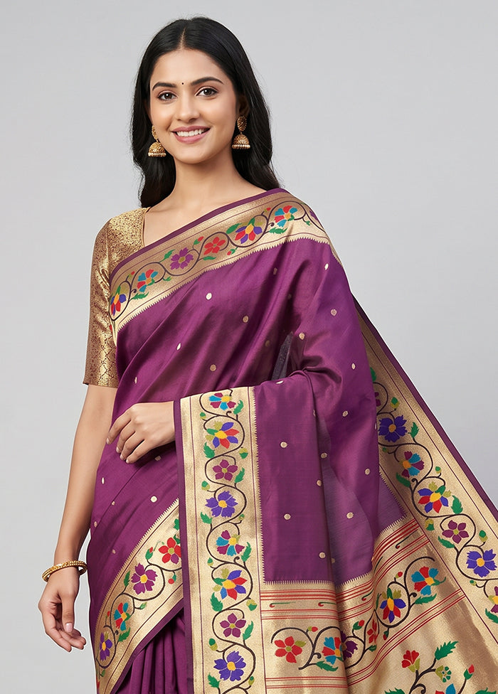 Purple Dupion Silk Saree With Blouse Piece