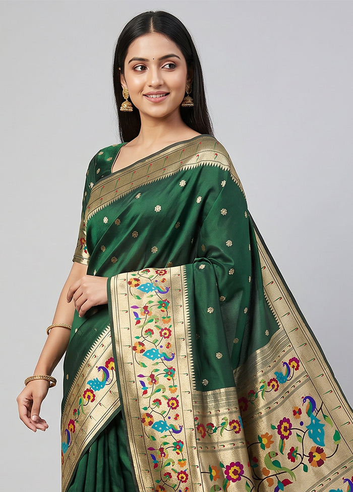 Green Dupion Silk Saree With Blouse Piece