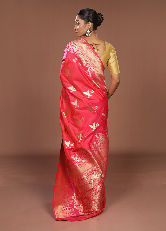 Pink Dupion Silk Saree With Blouse Piece