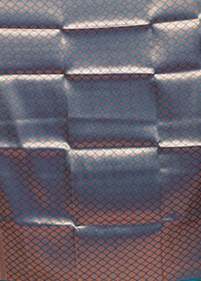 Blue Dupion Silk Saree With Blouse Piece